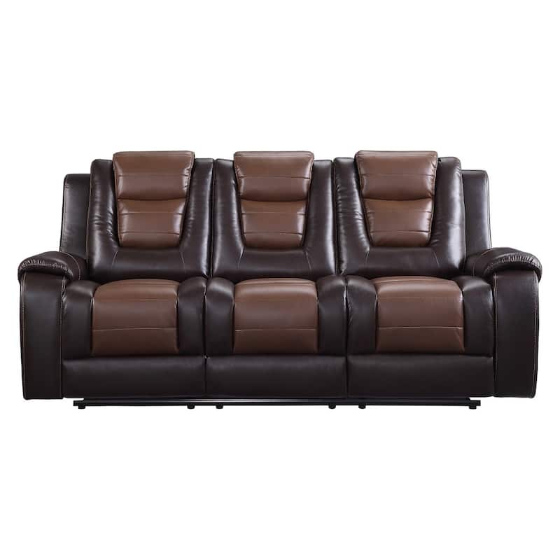 Grete Dark Brown Premium Faux Leather Reclining Sofa
