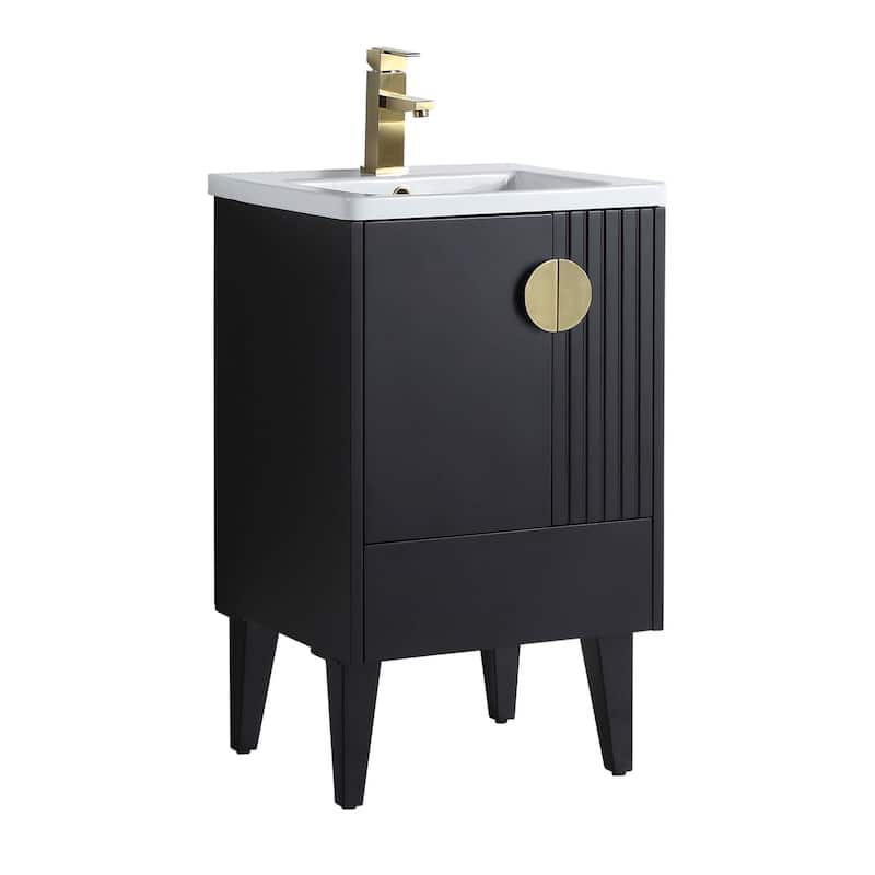 Fine Furniture Venezian Collection Single Bathroom Vanity Set - 20 Inch - Black - Satin Brass