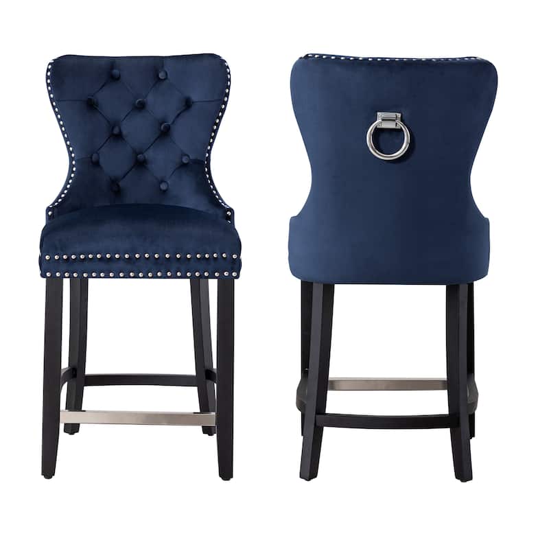Carter 24" Wingback Tufted Nailhead Counter Stool (Set of 2)