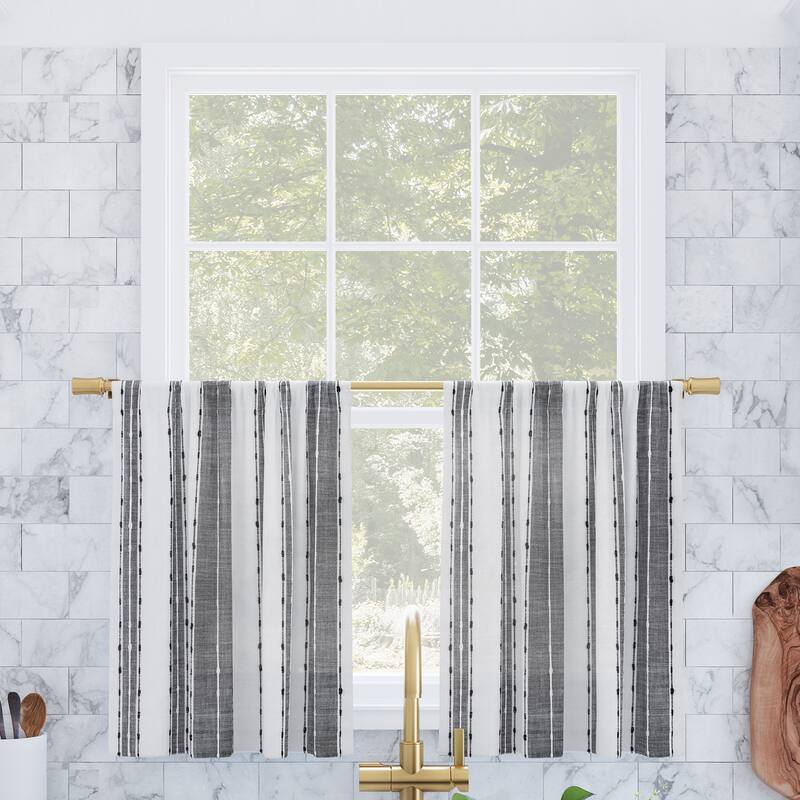 Archaeo Slub Texture Stripe Cotton Cafe Curtain Pair