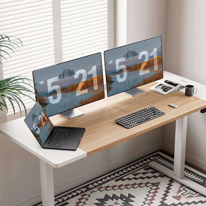 SIAGO Electric Standing Desk Height Adjustable Computer Desk with Cable Management & Spacious Work Surface
