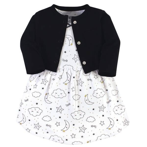 slide 1 of 1, Hudson Baby Toddler Girl Cotton Dress and Cardigan 2pc Set, Dreamer 2T - Dreamer