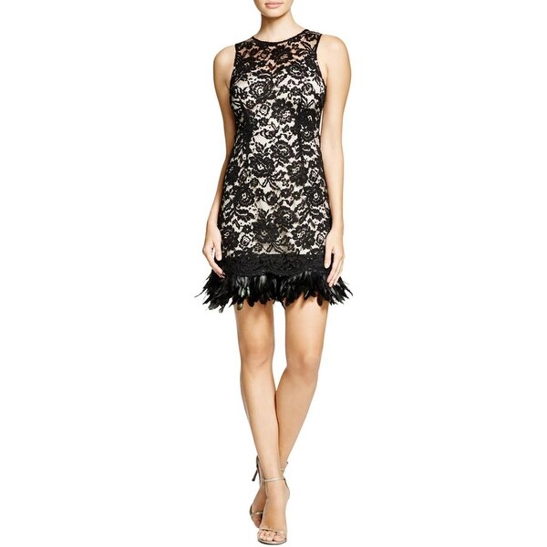 feather hem cocktail dress