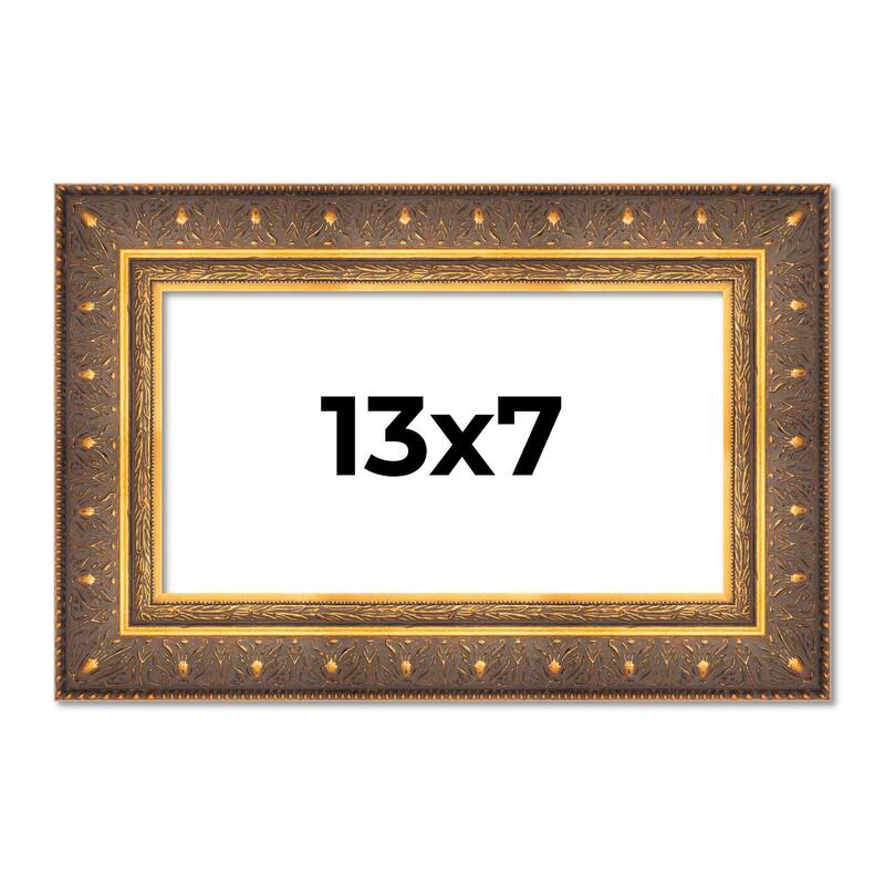 13x7 Frame Vintage Gold Solid Wood Picture Frame | 2.5 Inch Moulding