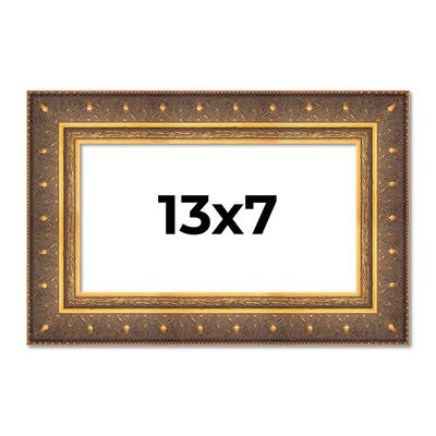 13x7 Frame Vintage Gold Solid Wood Picture Frame | 2.5 Inch Moulding