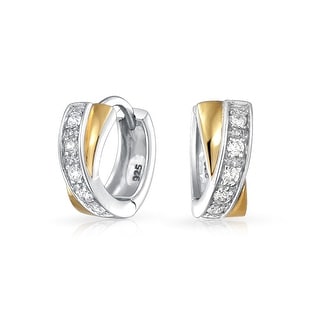 So Chic Jewels 925 Sterling Silver Twisted Ear Studs with Cubic Zirconia