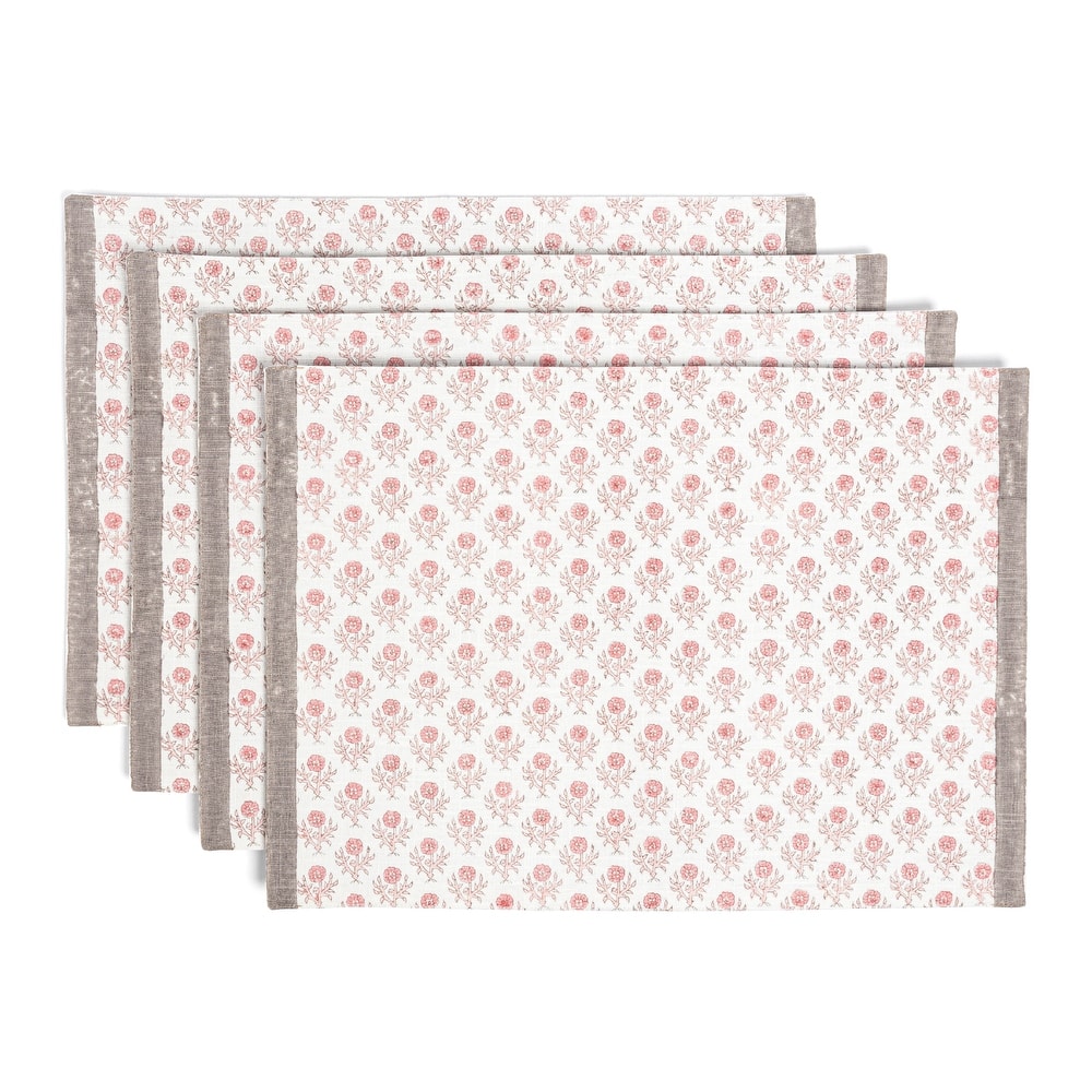 over&back Hand-Blocked 100% Cotton Placemats - Machine Washable - Set of 4