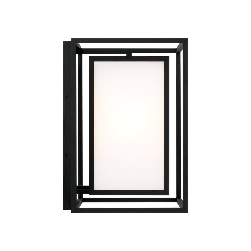12.50"W x 19.50"H 1-Light Outdoor Modern Square Rectangle Wall Lantern in Black with Soft White Glass