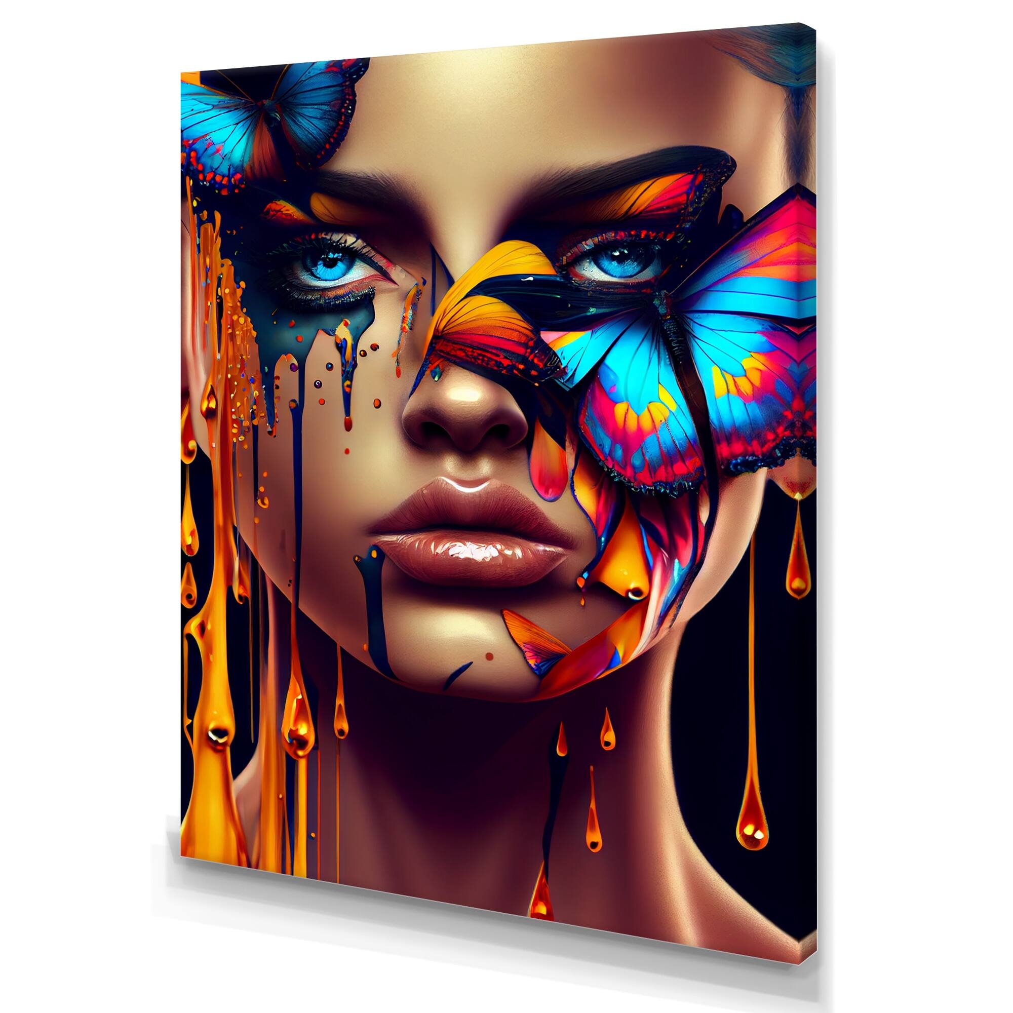 Designart 'Sensual Woman With Colorful Butterfly II' Contemporary Glam