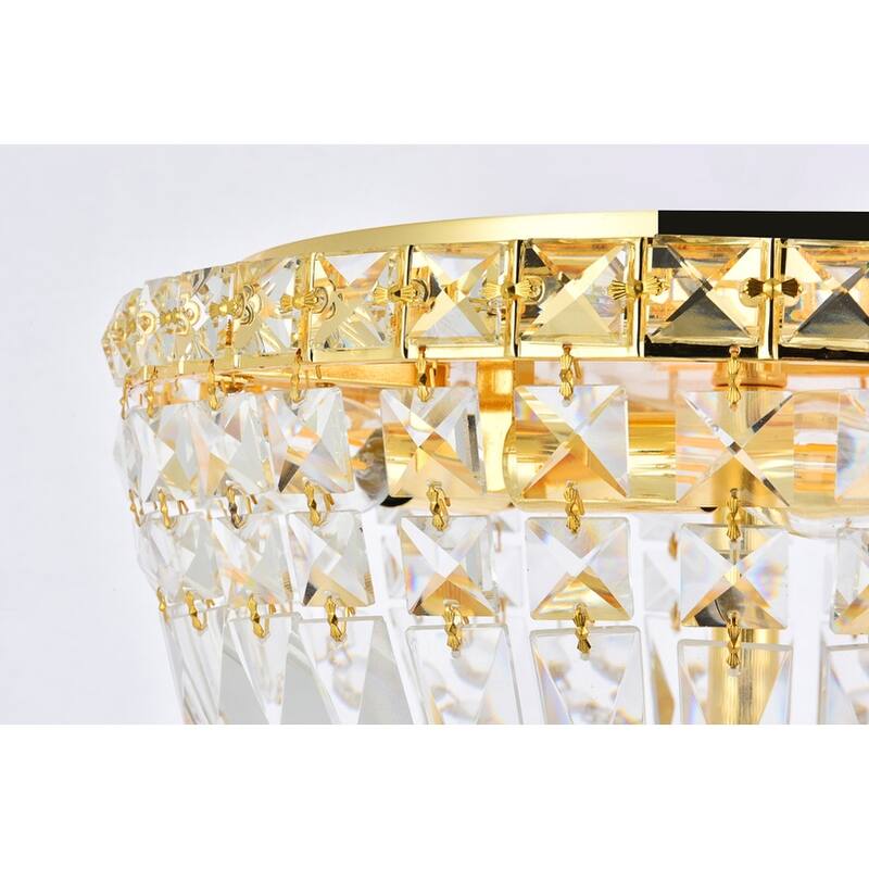 Elegant Lighting 4-light Gold 14-inch Royal Cut Crystal Clear Flush Mount