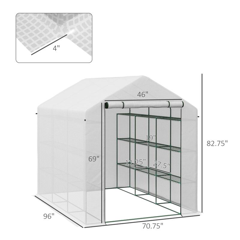 Walk-in Greenhouse for Outdoors with Roll-up Zipper Door