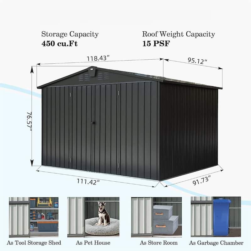 CUSchoice Outdoor Metal Storage Shed with Lockable Door