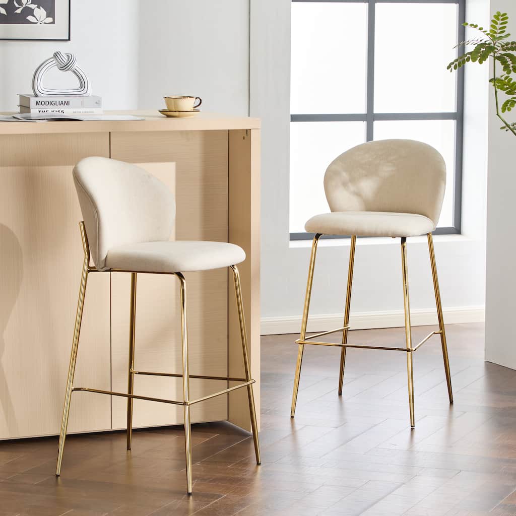 Upholstered Bar Stool Side Chair Set of 2