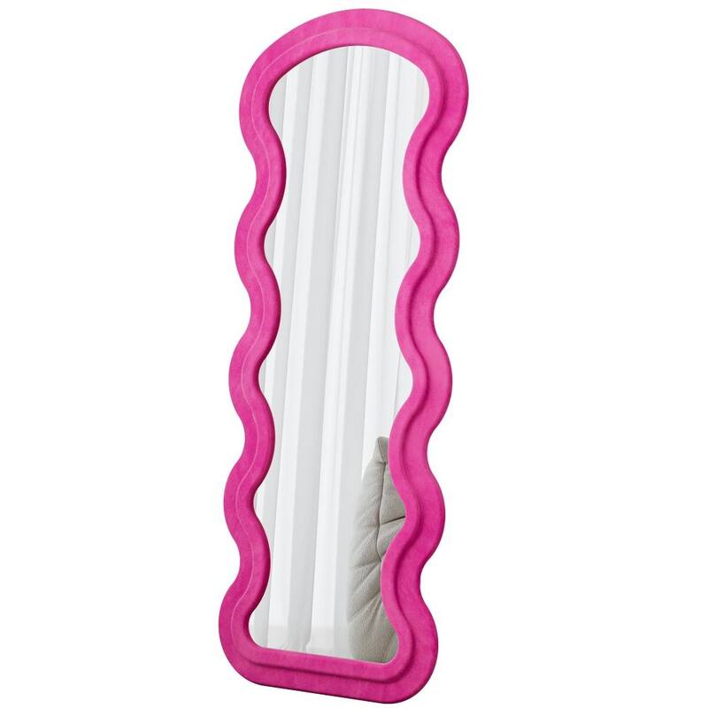 Full Length Wave Floor Mirror with Stand for Living Room Hanging or Against The Wall