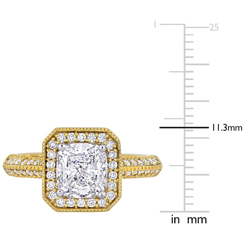 Miadora 2 1/2ct TDW Cushion-Cut and Round-Cut Diamond Engagement Ring in 14k Yellow Gold