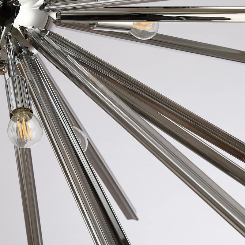 47" Large Dimmable Sphere Chandelier - 9-Light Sputnik Statement Piece - Smoke Black