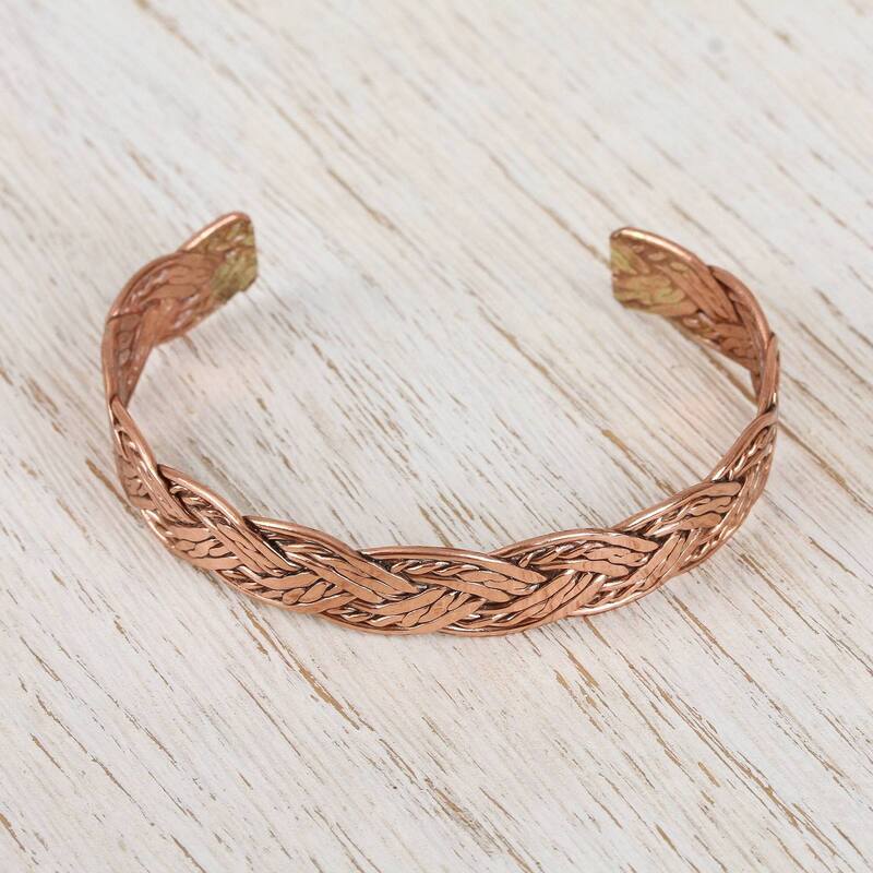 NOVICA Brilliant Weave, Copper cuff bracelet