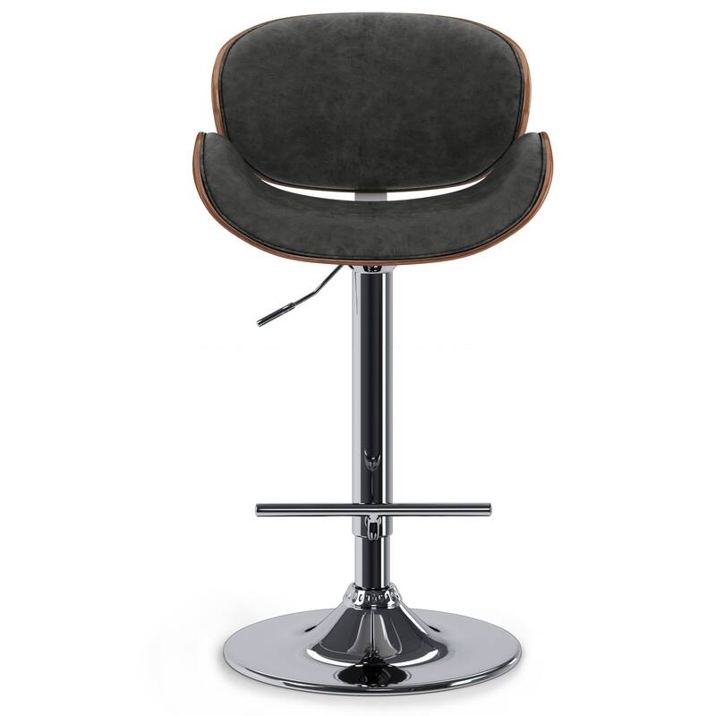 WYNDENHALL Avondale Mid Century Modern Bentwood Adjustable Swivel Bar Stool - 20.9 W x 20.5 D x 45.3 H