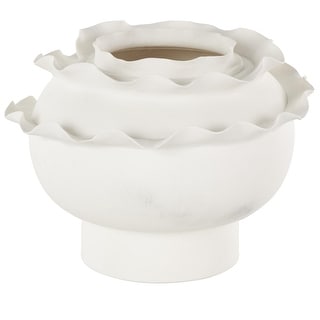 Ceramic Abstract Wide Rounded Floral Inspired Decorative Vase with ...