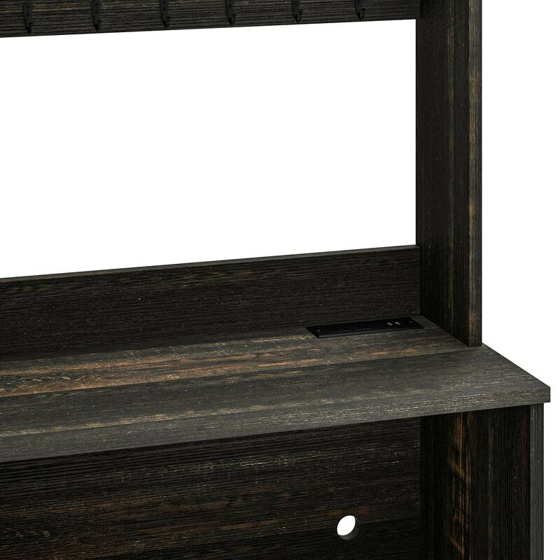 Moasis Farmhouse Kitchen Bakers Rack with Storage Shelves Microwave Oven Stand