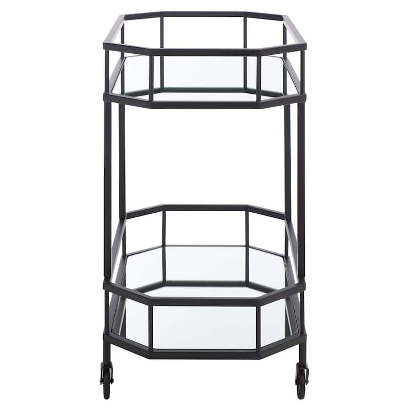 SAFAVIEH Silva 2 Tier Octagon Bar Cart-Rose Gold / Mirror. - 30" W x 17" D x 30" H