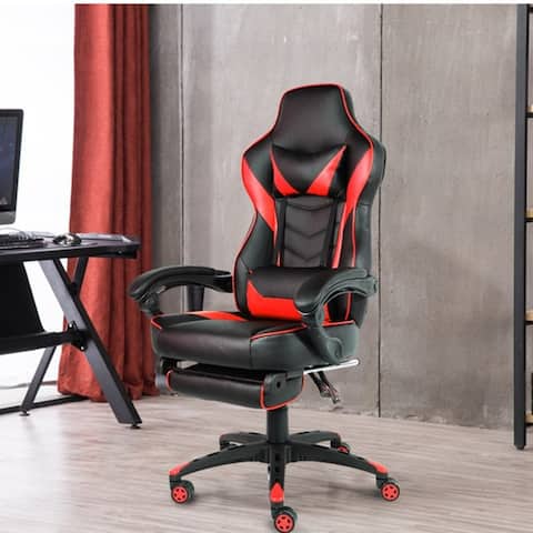 C-type Foldable Ergonomic Gaming Chair with Footrest