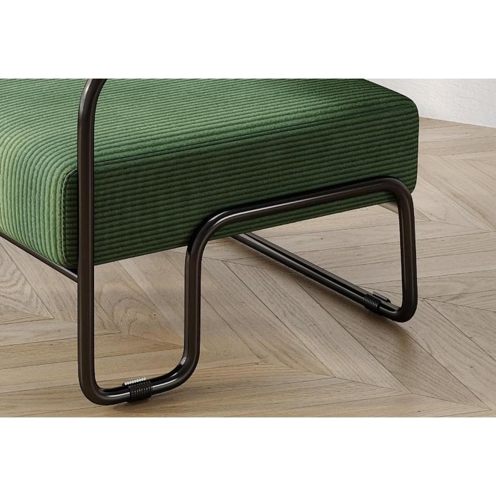 Dark Green Modern 27" Corduroy Accent Chair with Sturdy Internal Iron Frame and Slip Pads