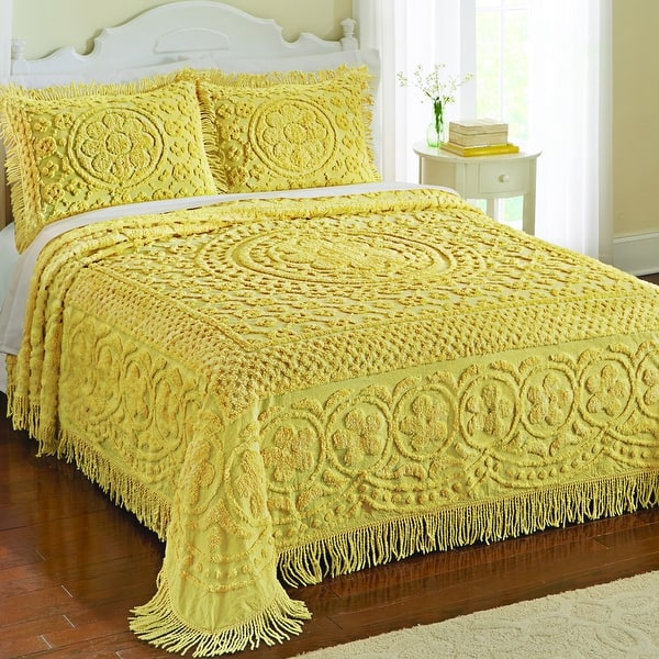 Calista Chenille Bedspread with Fringe Border - On Sale - Bed Bath