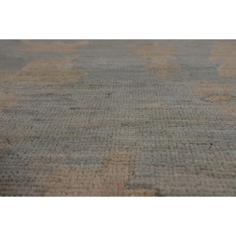 Blue Oushak Turkish Large Area Rug Hand-Knotted Wool Carpet - 12'1"x 14'9"