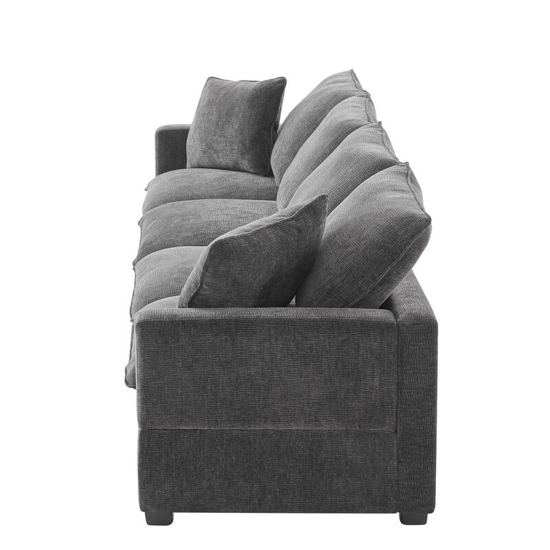 84" Modular Chenille 4-Seat Sectional Sofa Set with 2 Pillows and Removable Cushions, Perfect for Living Space