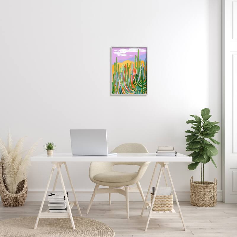 Stupell Modern Desert Scenery Cactus Plants Framed Giclee Texturized Wall Art, Design By Laura Marr