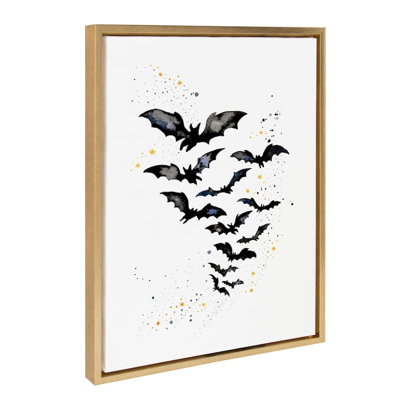 Kate and Laurel Sylvie Goth Bats Framed Canvas by Viola Kreczmer - 18x24