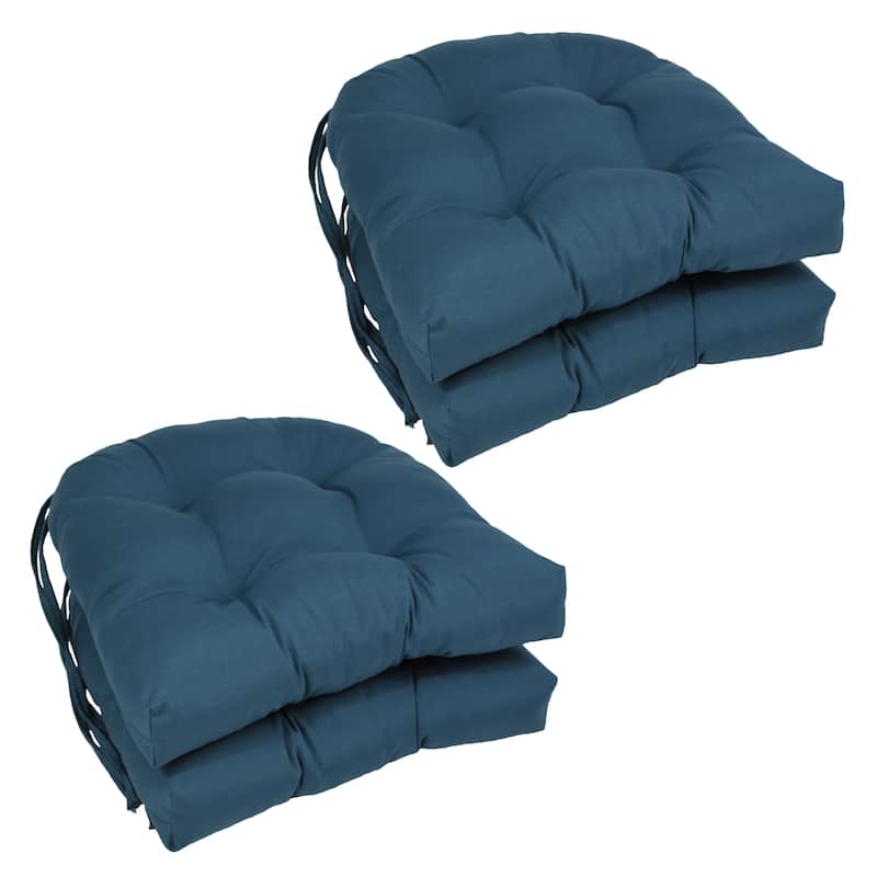 16-inch U-Shaped Indoor Twill Chair Cushions (Set of 2, 4, or 6) - 16" x 16" - Set of 4 - Indigo