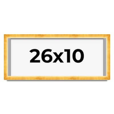 26x10 Shadow Box Frame Gold | 1.625 Inches Deep Real Wood Traditional