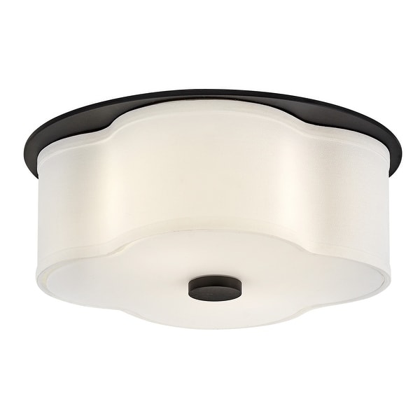 slide 2 of 9, Hinkley Lighting 46441 Delaney 2 Light 14" Wide Flush Mount Drum Black