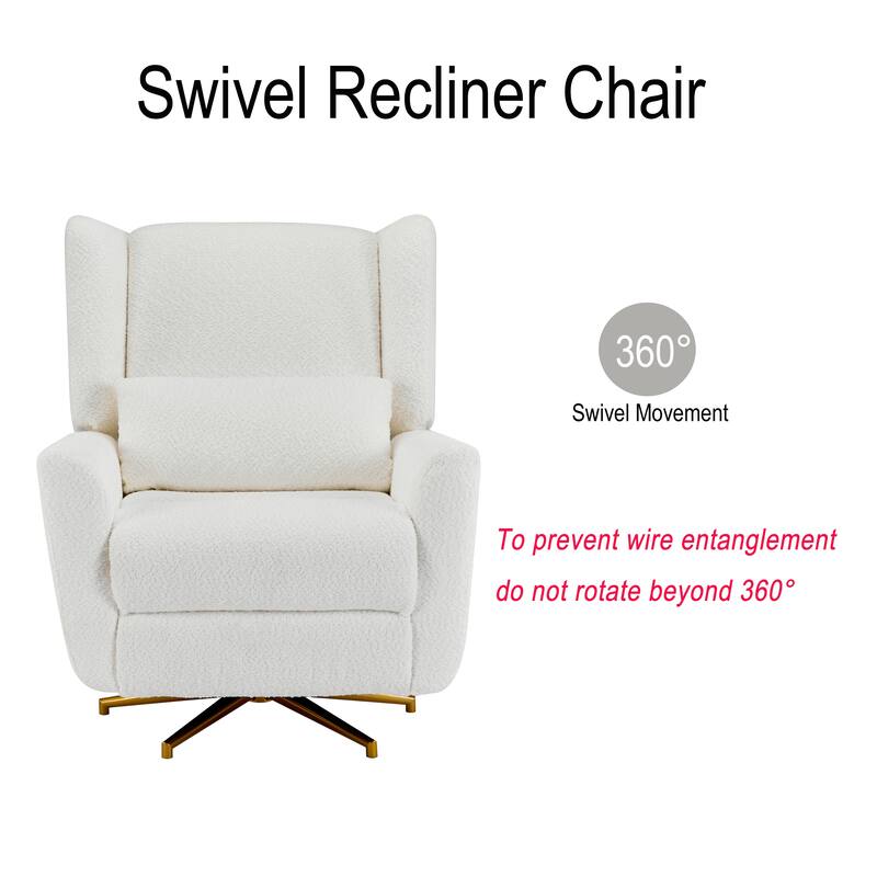 Roomfitters Power Swivel Recliner Chair, Upholstered 360° Swivel Power Recliner with Gold 5-Star Base