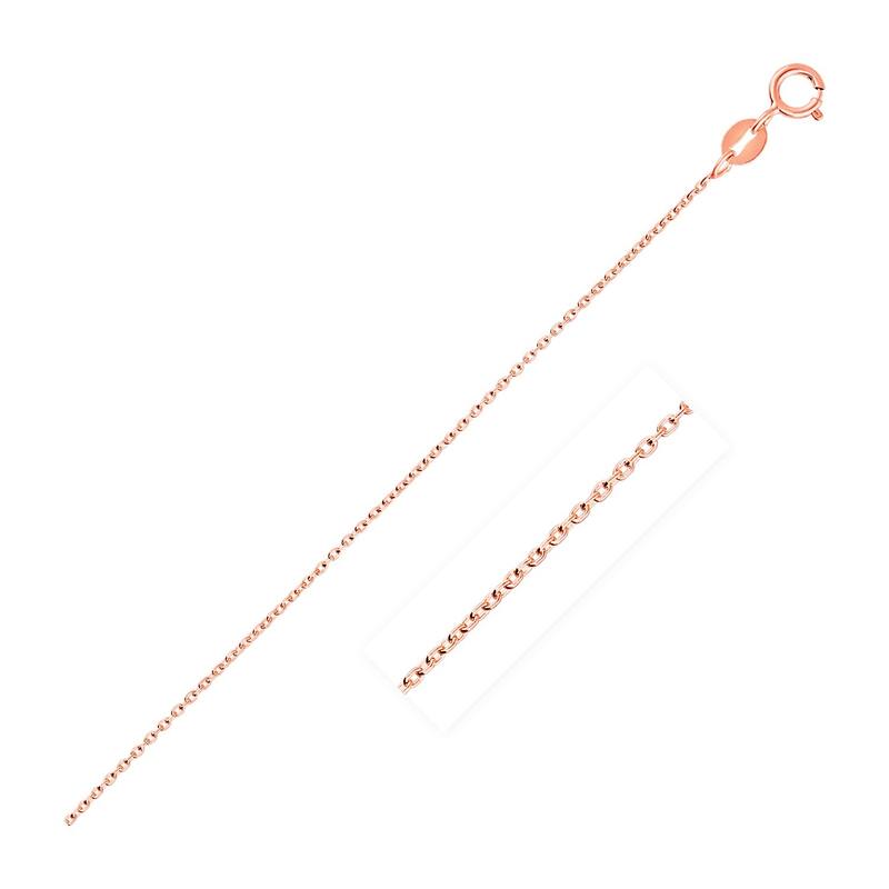 14k Pink Gold Oval Cable Link Chain Necklace 0.7mm