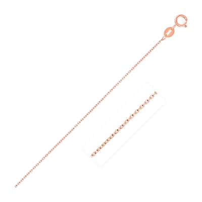 14k Pink Gold Oval Cable Link Chain Necklace 0.7mm