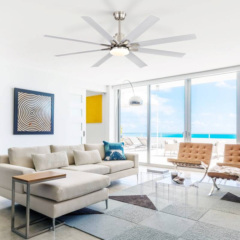 52-Inch Smart DC Ceiling Fan with LED Light & 8 ABS Blades