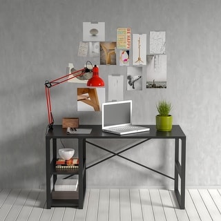Overstock Cassandra Metal Frame Wood Top Study Desk (Black)