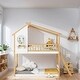 preview thumbnail 2 of 7, Twin Over Twin Bunk Bed Wood Bed with Roof Window and Ladder, Natural