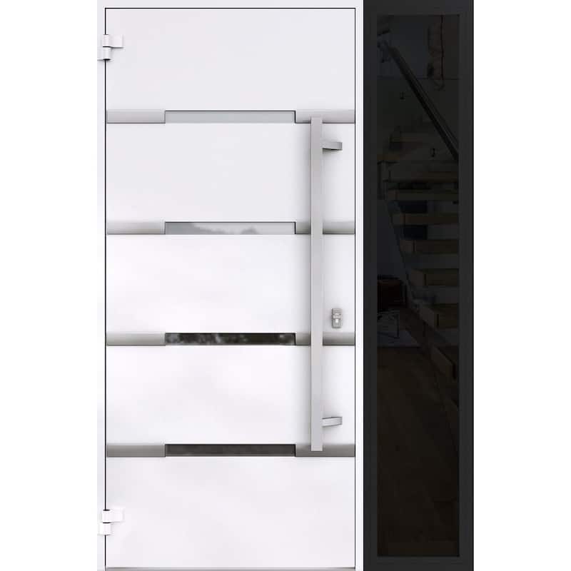 Front Prehung Steel Door 1105 Black Enamel Stainless Inserts W36xH80 Lh I