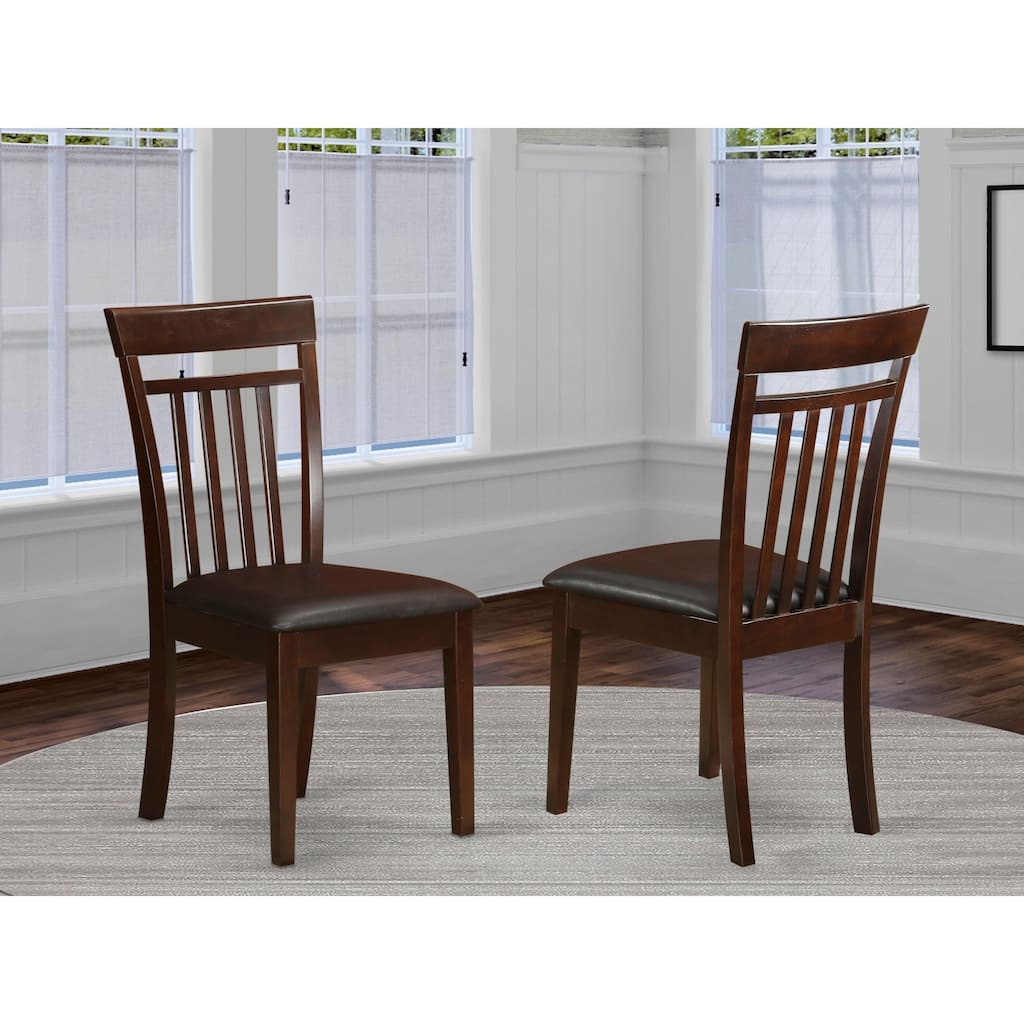 East West Furniture Capri Kitchen Dining Chairs - Mid Century Chairs, Set of 2, Mahogany (Seat Options)