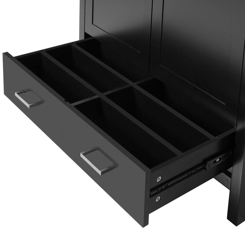 36"/30" Bathroom Vanity with Ceramic Sink, Soft-Close Doors, Double Storage Shelves & Divided Drawer
