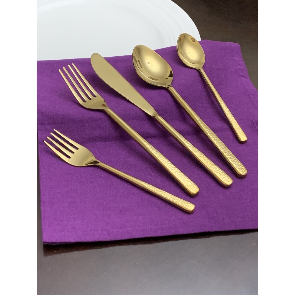 Altin 6 Piece Flatware Set - Black and Gold