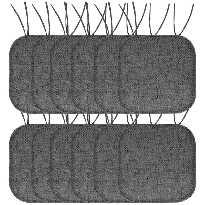 Herringbone Memory Foam 16 x 16 Chair Pad With Ties - Black - Set of 12