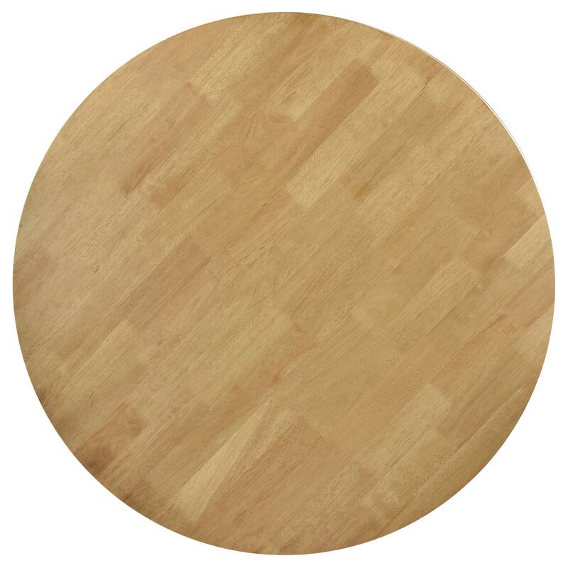 Evans Dining Table, Round Top, Angled Base, Walnut Brown Hardwood, 42 Inch