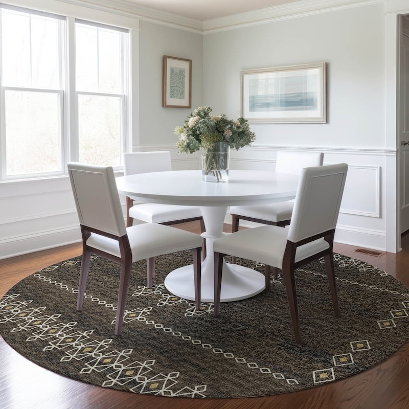 Premium Washable Super Soft Boho Medallion Mayfield Rug - Brown - 8' x 8' - Round