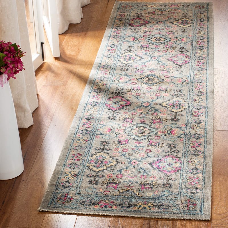 SAFAVIEH Artisan Varje Distressed Oriental Rug - 2'2" x 8' Runner - Light Grey/Light Blue