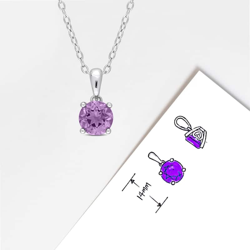 Miadora Birthstone Gemstone Heart Design Solitaire Necklace Sterling Silver